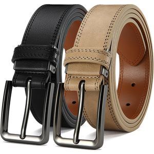 Men's Leather Belt - 1 3/8" Genuine Cowhide Dress Belt For Work, With🐱